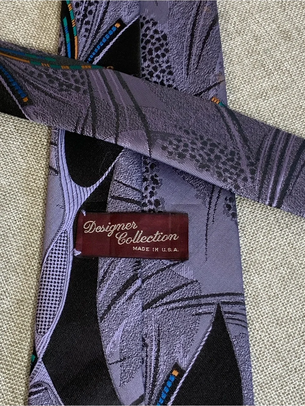 Vintage Purple Abstract Geometric XL Tie